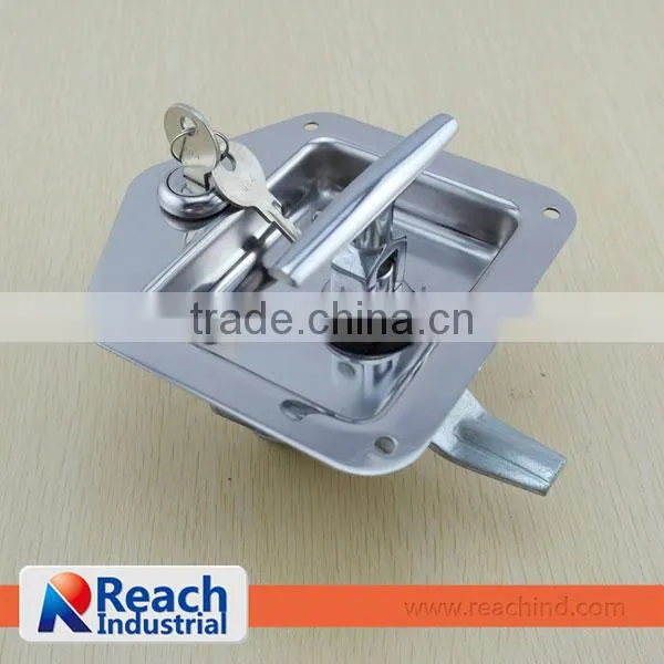 Flush Mount Polished Stainless Steel Key-Locking Recessed Truck Toolbox Latch photo-2