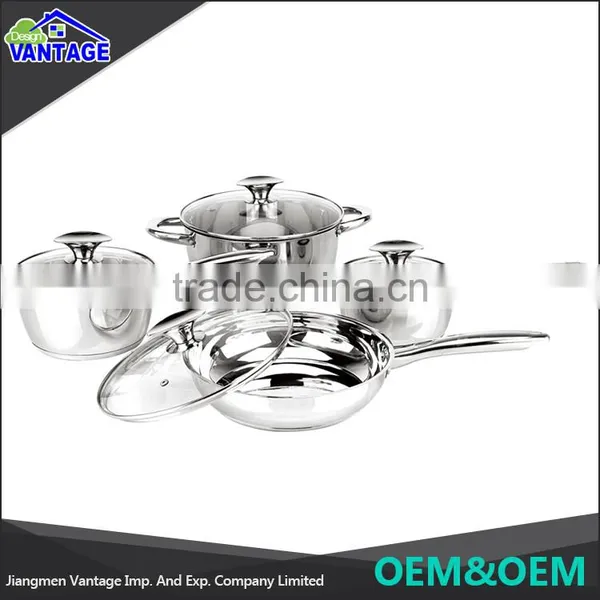 High Quality 8pcs Cookware Sets Polished Stainless Steel Camping Pot photo-3