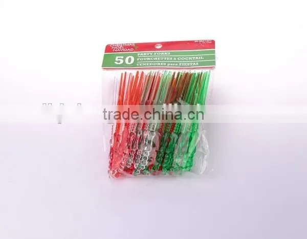 Food Grade Plastic 50pcs Cake Fruit Forks Set Party Tool photo-3