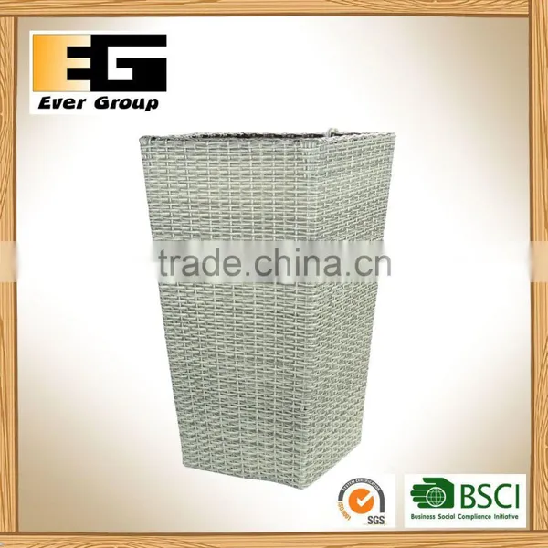 Hand Woven Plastic Rattan Storage Bucket Outdoor Decorative Flowerpot photo-3