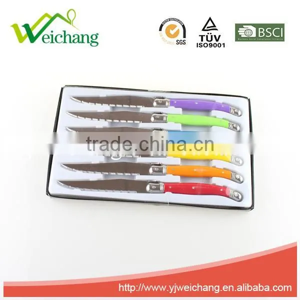 WCJ842 Hot Sale Cutlery Set 6 Pcs Stainless Steel and Plastic Handle Steak Knife Set photo-2