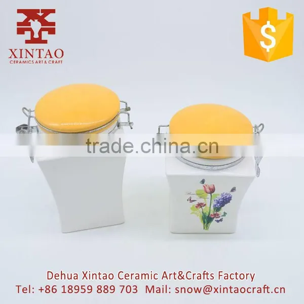 Regular Fancy Ceramic Round Shape Antique Cookie Jar Set for Kitchen photo-4