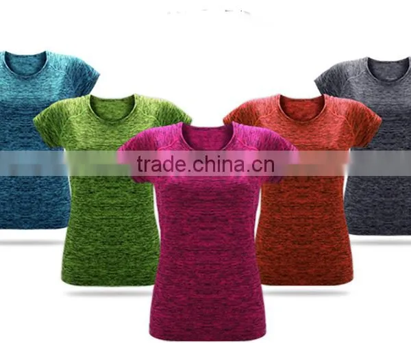 Ladies' Space Dye Tech T-Shirt Blank Fitness T Shirt Lightweight Raglan Short Sleeve T Shirt Yoga Top Shirt