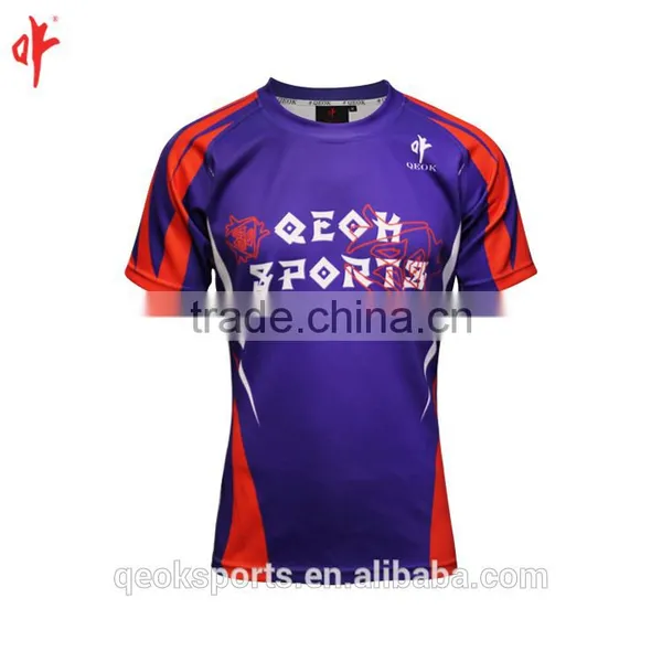 Navy Blue / Red Rugby Jersey Custom Made Sublimation Rugby Football Shirt photo-2
