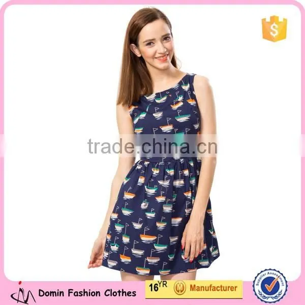New Fashion Sleeveless Ladies Cotton Print Dresses photo-2