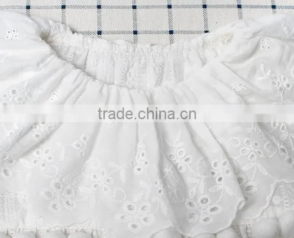 Wholesale Newborn Solid White Lace Romper With Embroidery photo-2