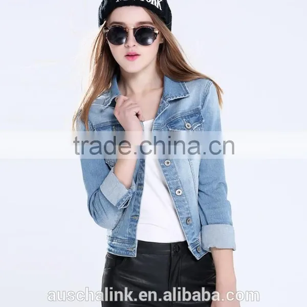 2016 Latest Korean Style Long Sleeve Designer Jean Jacket Designs Customized photo-6