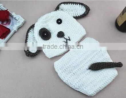Newborn Baby Dog Hat Cap Cotton Photography Prop Animal Hat Cap Crochet Knitted Beanie photo-3