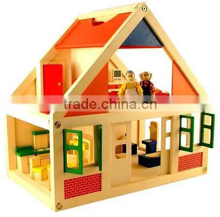 Wooden Toy Dolls House & Furniture