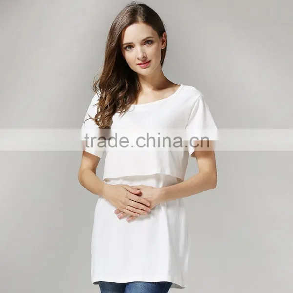 Short Sleeve Nursing Clothes Solid Breastfeeding Clothing Small Fresh Pregnant Women T-shirts
