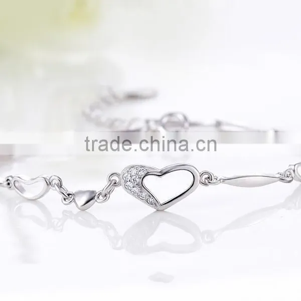 F20086N Hot Sale Latest Silver Painted Heart Bracelet Valentine's Day Jewelry photo-4