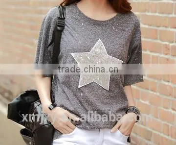 2016 Shining T-shirt O-neck Fashion Design for Girls photo-3