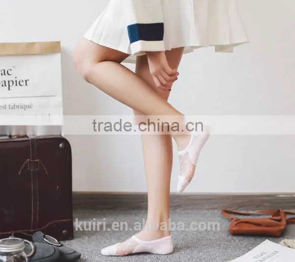 WS-31 Woman Sweet Lotita Big Dot Thin Boat Socks MS Summer Crystal Glass Silk Transparent Japan Invisible Socks Slippers photo-5