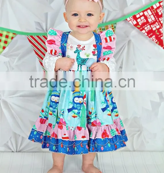 Baby Girl Christmas Dress Kids Reindeer Printed Flutter Sleeve Dress photo-5