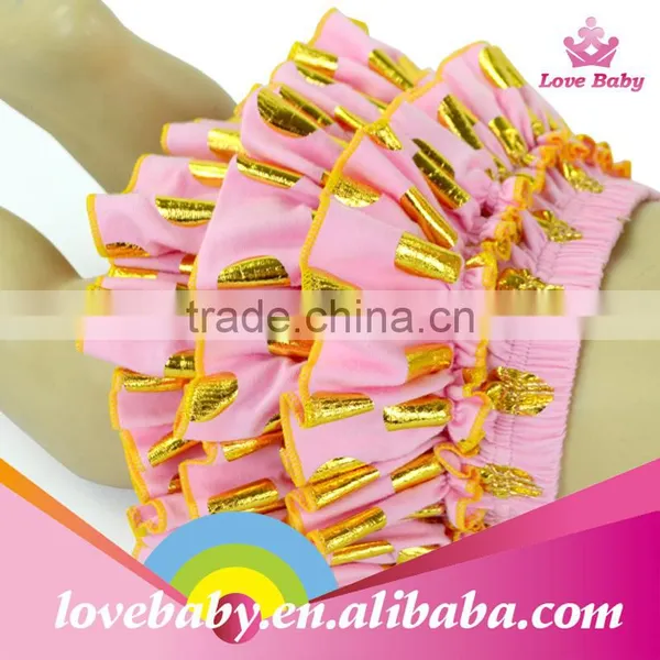 Pink Golden Dot Nappy Bloomers Golden Edged Ruffers Short Pants Infants Short Trousers photo-6
