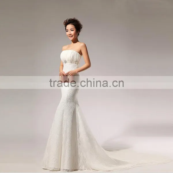 Sexy Backless Spaghetti Straps Lace Wedding Dress Fishtail photo-2
