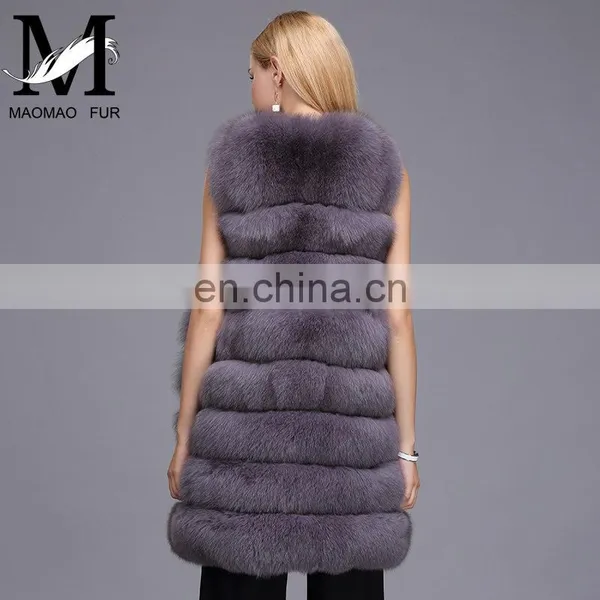 Ladies Wholesale Women Real Fox Fur Sleeveless Long Vest photo-3