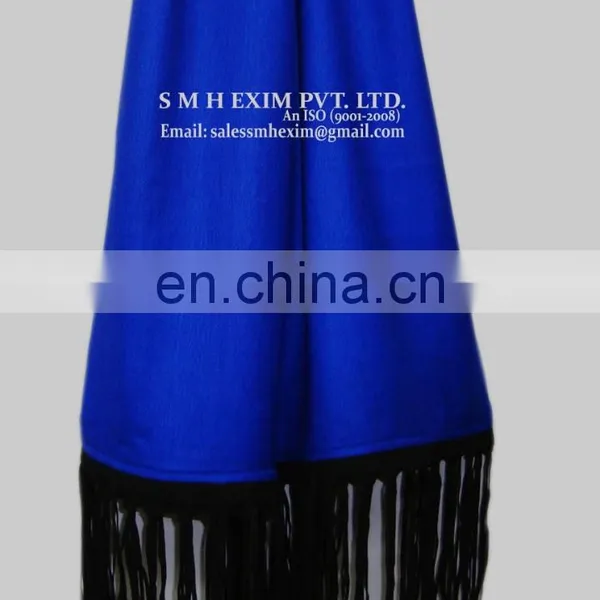 Silk Pashmina With Leather Sued Trim Shwals For 2016 photo-2