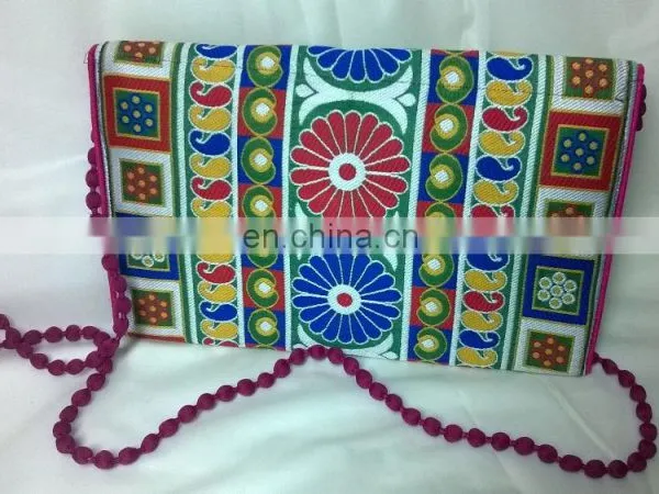 Hot Sale Fancy Beaded Mirror Women's Girl's Embroidery Work Hand Made Vogue Indian Clutch Bag photo-2
