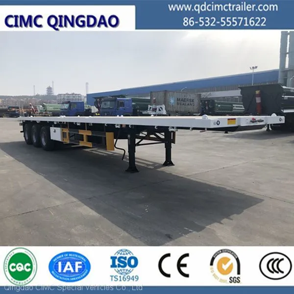 Cimc 3 Axles 40ft Flatbed Trailer With Woody Platform