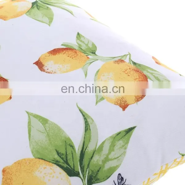Summer Fruit Yellow Lemon Leaf Pillow Cover Waterproof Outdoor Cushions Home Decorative Cotton Linen 18x18Inch photo-4
