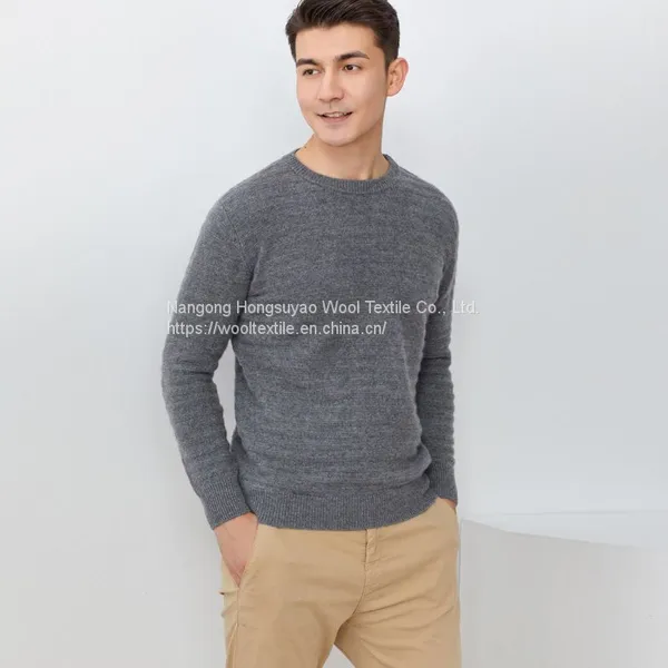 Custom Mens Green Cashmere Sweater O-neck Wool Cashmere Sweater/ Knitted Cardigan Sweater photo-2