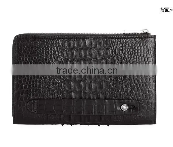 Vintage Style Crocodile and Soft Calf Leather Men Clutch Wristlet Wallet Handbag Wholesale photo-6