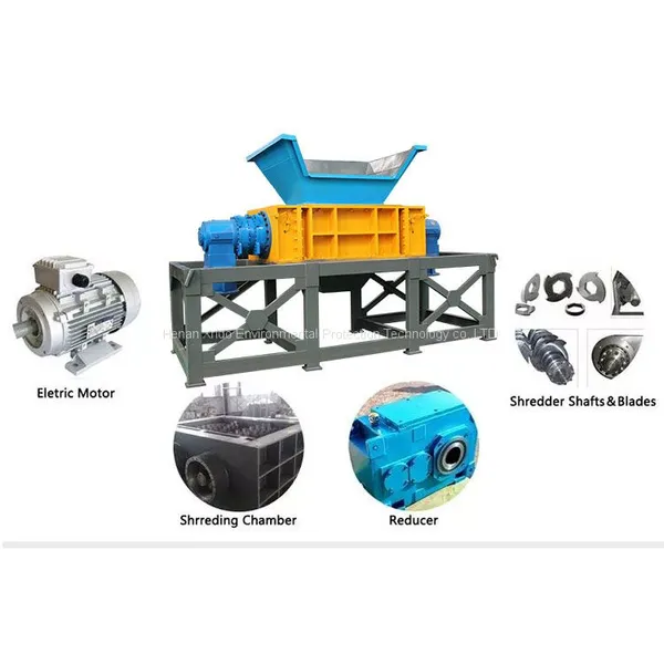 Double Shaft Rubber Tyre Tire Shredding Machine Waste Scrap Crusher Plastic Iron Aluminum Metal Small Tire Shredder photo-4