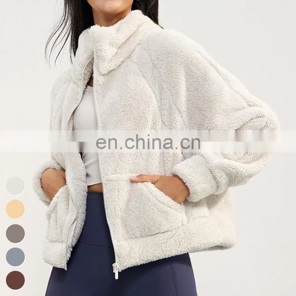 Thermostatic Warm Windproof Collar Coats High Quality Coat Custom Outdoor Winter Jacket Women Fleece Zipper Yoga Jacket photo-5