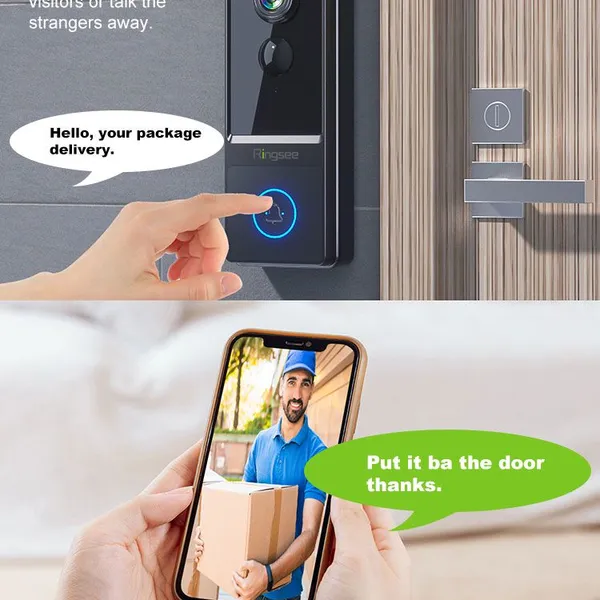 Ringsee Night Vision Wifi Video Doorbell Low Power 2 Way Intercom Smart Door Bell Camera Wireless Doorbell Chime photo-5