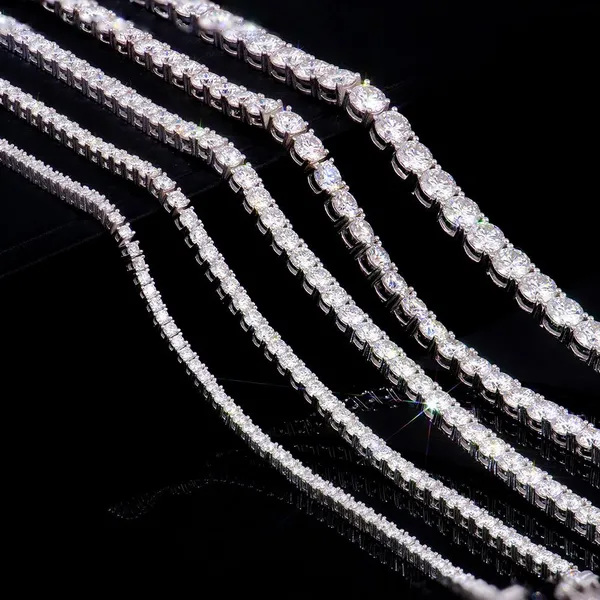 S925 Necklace Moissanite Wholesale Custom Men's Tennis Chain Bracelet Trendy Hip Hop Style With 925 Ice 2-6mm VVS1 Moissanite photo-4