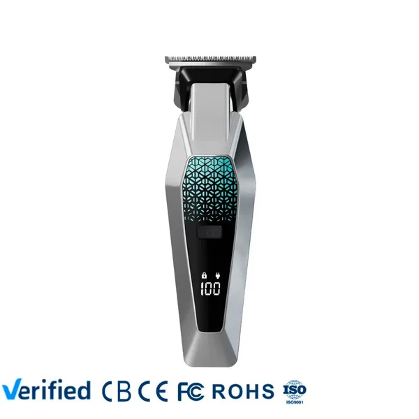 OEM ODM Custom Professional триммер для волос из нержавеющей стали 3Cr13, безпроводной электрический триммер для бороды для мужчин с подсветкой LED и зарядкой по типу‑C