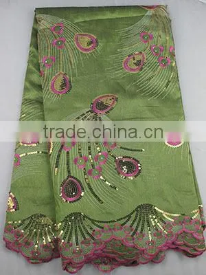 African Raw Silk George Fabric Sequin Embroidery Fabric Lace for Lady Dress GP1002 photo-2