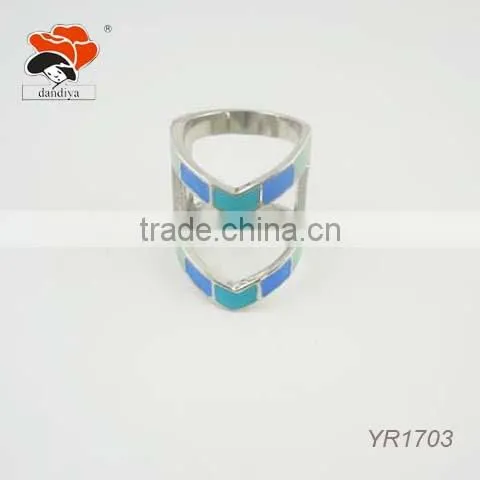 Two Layer Colorful Enamel Geometric Personality Wedding Ring