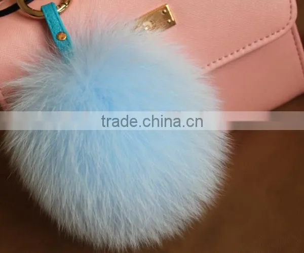 Fashion Trendy Women Girls 100% Real Fur Pom Pom Key Chains photo-2