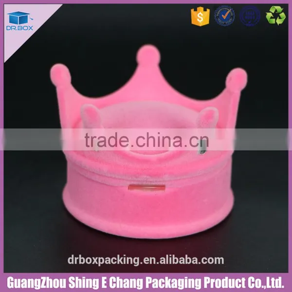 Beautiful Creative Velvet Surface Paperboard Jewelry Box Crown Shape Ring Box photo-2