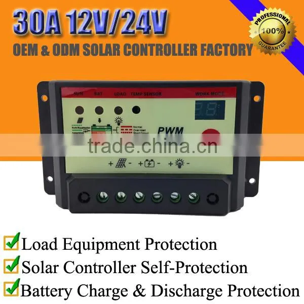 30A 12V/24V Solar Home System Charge Controller With LED and Parameter Setting Button