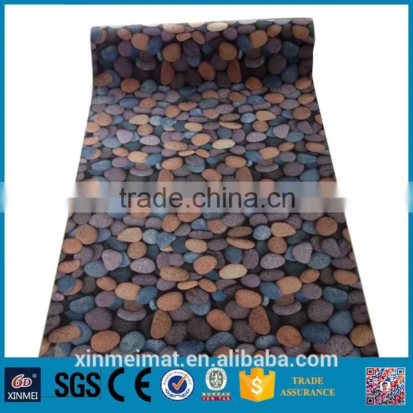Cobblestone Printed Brushed Fabric Pvc Carpet Roll photo-5