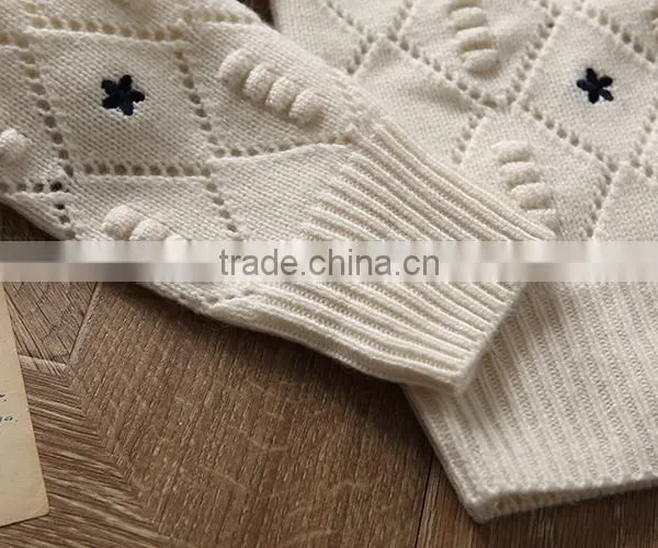 Cashmere Sweater Crew Neck Long Sleeve Pullover With Pointelle and Embroidery Details photo-3