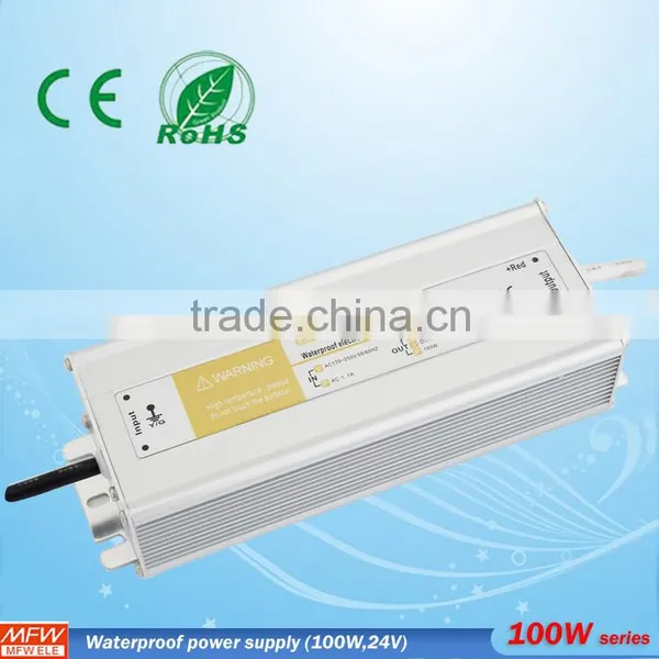 Original Mingwei Brand Single Output Type 100 Watt 220V 24v dc Power Supply With Waterproof IP67 Level ce Rohs Approval