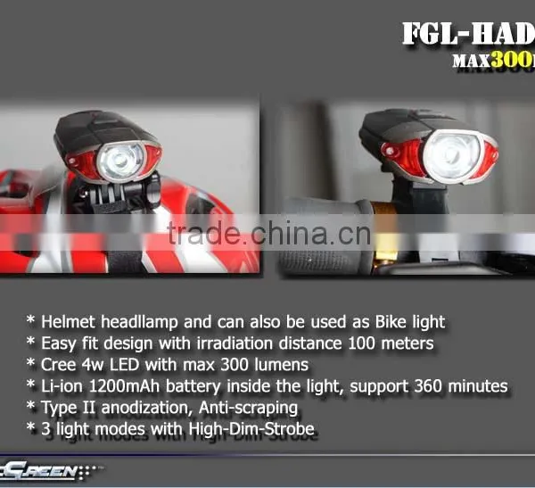 USB Rechargeable 1200 MAh XPE 4w Led Helmet Light photo-2