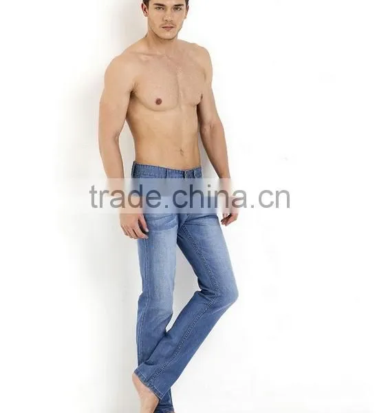 Summer Thin Jeans Men 100% Cotton Straight Long Denim Fitness Trousers Fashion Solid Jeans photo-3