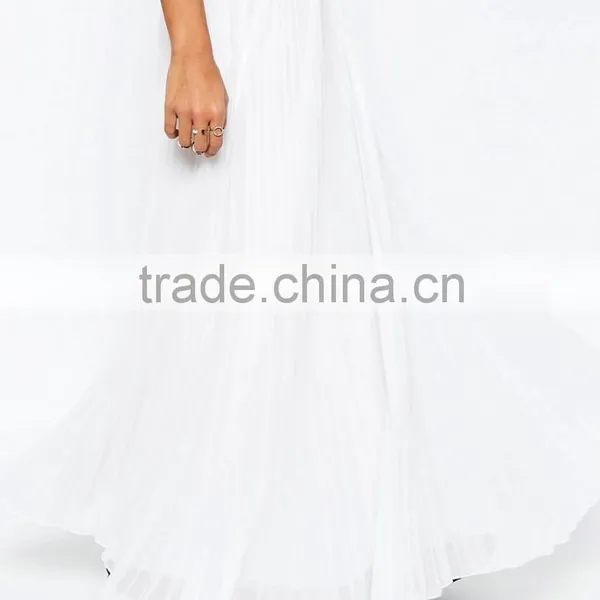 Fashion Custom Designs Summer White Pleated Long Maxi Skirt For Women China Manufacture photo-4