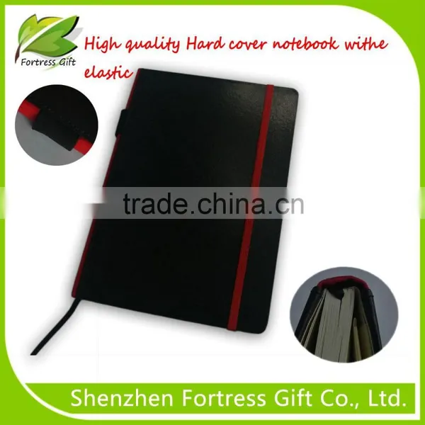 PU with canvas notebook, notebook with elastic pen holder, A5 notebook