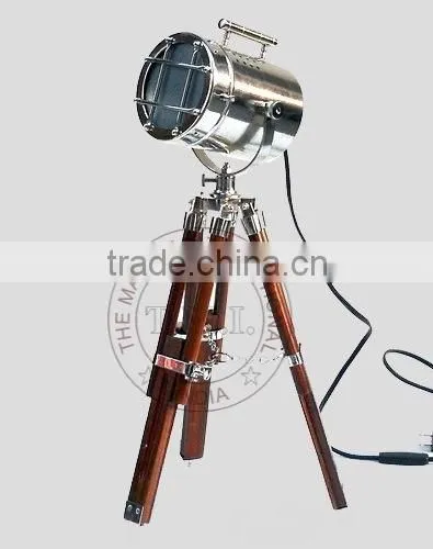 NAUTICAL SEARCHLIGHT WITH TRIPOD STAND - COLLECTIBLE MARINE SPOTLIGHT ON TRIPOD photo-2