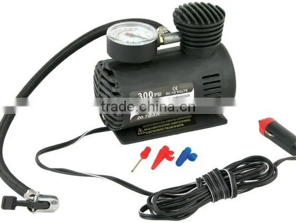 300 PSI 12V Mini Air Compressor 12 Volt Emergency Car and Truck Tire Pump (with Adapters to Inflate Balls, Rafts, Etc)