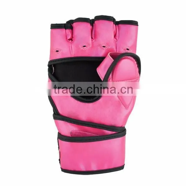 Pink Leather MMA Gloves photo-2