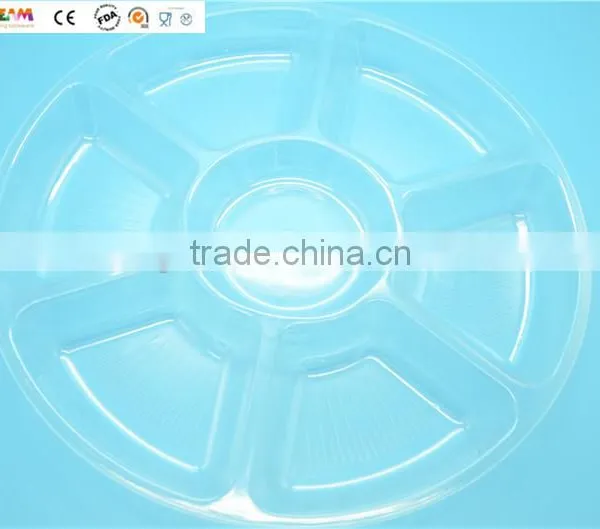 16" Plastic Round Tray With 7 Compartments