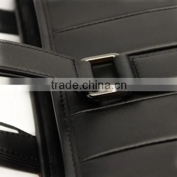 Black Genuine Leather Business Men's Office Laptop Leather Portfolio Tote Bag photo-5