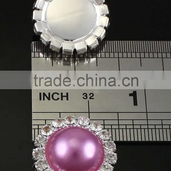 Glue on Light Roseo Rhinestone Pearl Button photo-2